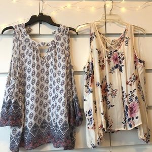 2 Arizona Jean Cold shoulder tops
